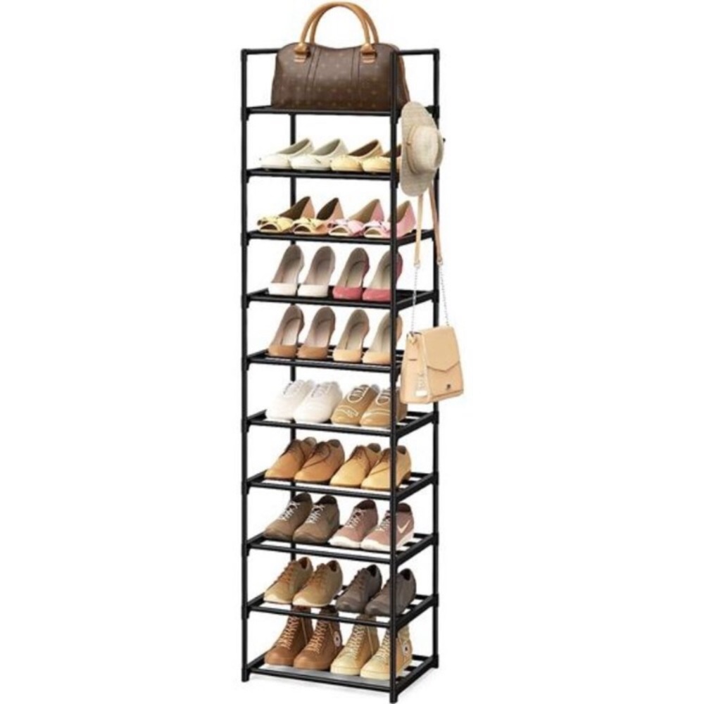 Narrow 10 Tiers Tall Shoe Rack for Entryway 20-24 Pairs Shoe and Boots Organizer